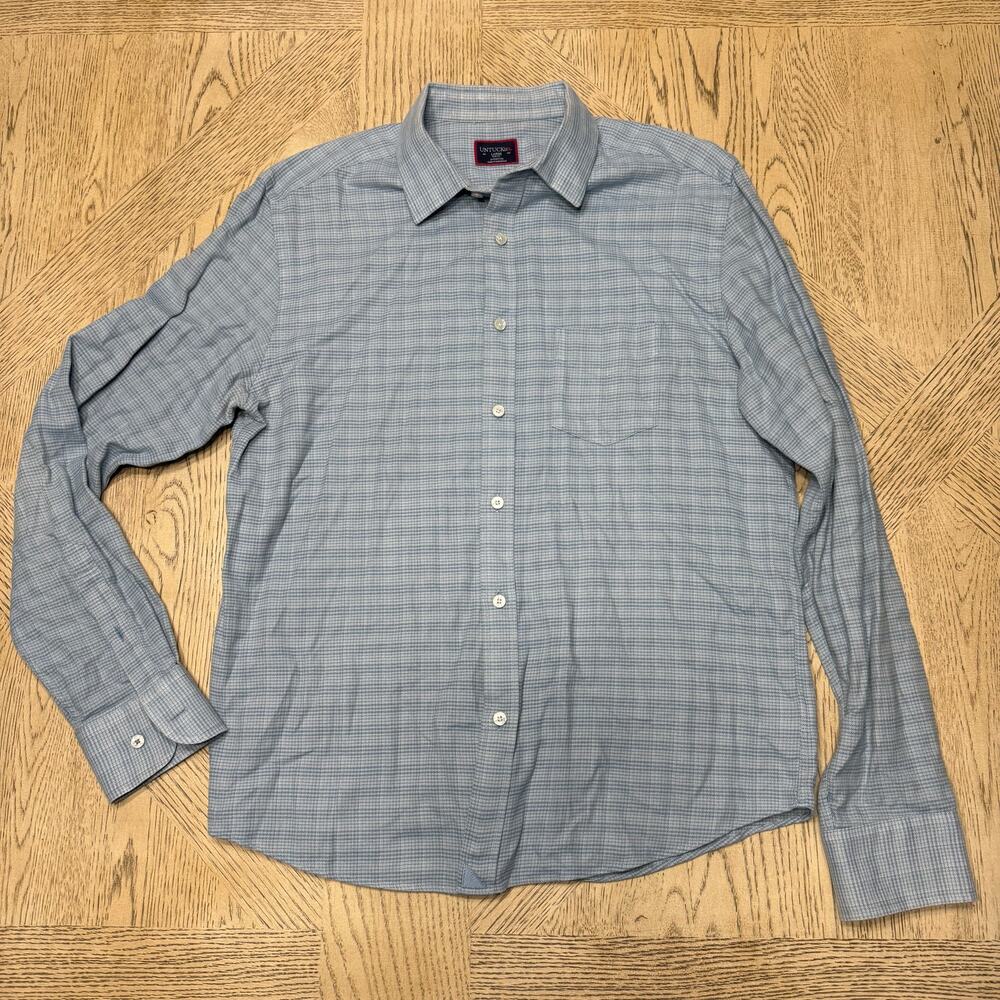 Untuckit Encosta Blue Long Sleeve Slim Fit Button Down Large